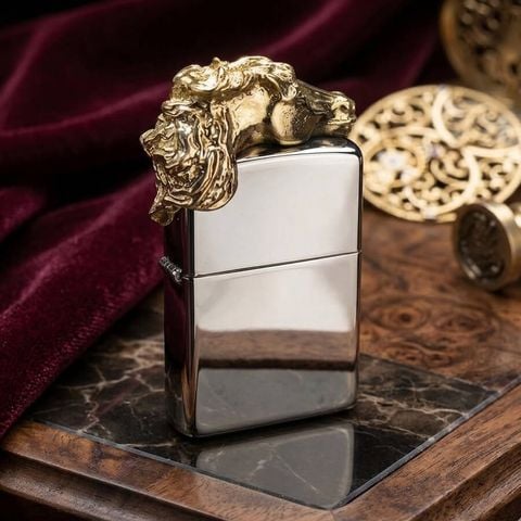 Zippo 1996 Emblem Đầu Ngựa – Mạ Vàng Gold Plated C203