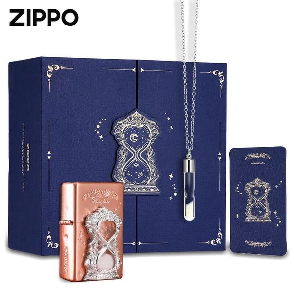 Set Zippo Vintage Đồng Đỏ Chủ Đề Đồng Hồ Cát Thời Gian ZN121