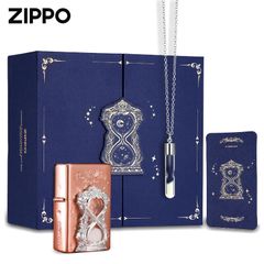 Set Zippo Vintage Đồng Đỏ Chủ Đề Đồng Hồ Cát Thời Gian ZN121