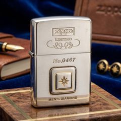 Zippo 1998 Emblem Gắn Kim Cương Nhân Tạo – Đời XIV La Mã – Bản Ốp Nổi Xa Xỉ C67