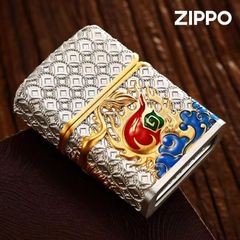 Zippo Vỏ Dày Ốp Nổi Kỳ Lân Đầu Rồng ZN84