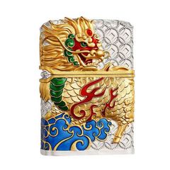 Zippo Vỏ Dày Ốp Nổi Kỳ Lân Đầu Rồng ZN84
