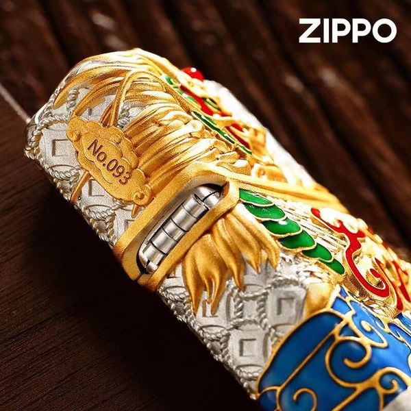 Zippo Vỏ Dày Ốp Nổi Kỳ Lân Đầu Rồng ZN84