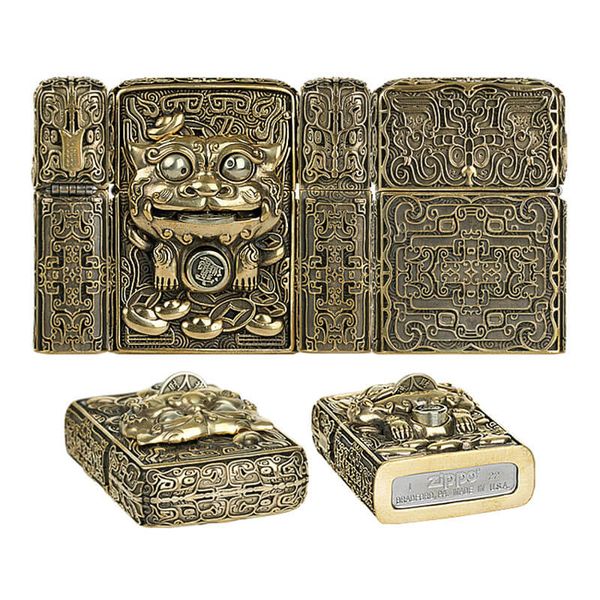 Zippo Ốp Hình Thú Ăn Tiền Mang Tài Lộc ZN101