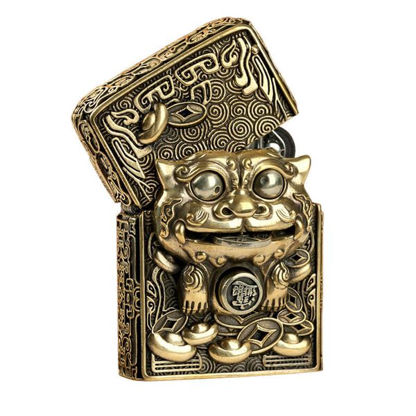 Zippo Ốp Hình Thú Ăn Tiền Mang Tài Lộc ZN101