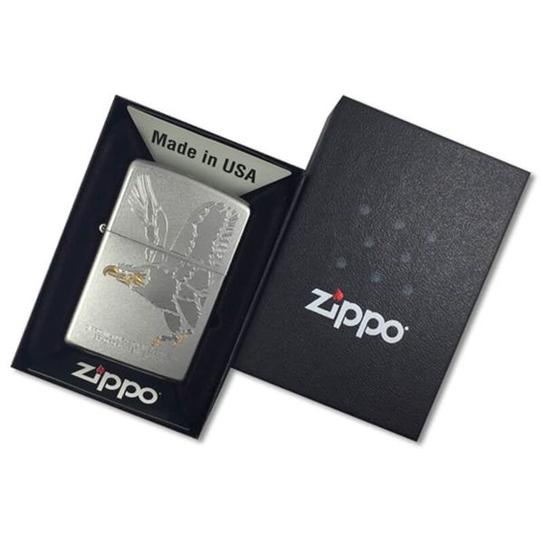 Zippo Mạ Satin Khắc Hình Đại Bàng Cách Điệu Eagle Z41