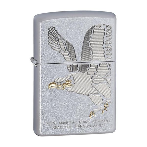 Zippo Mạ Satin Khắc Hình Đại Bàng Cách Điệu Eagle Z41