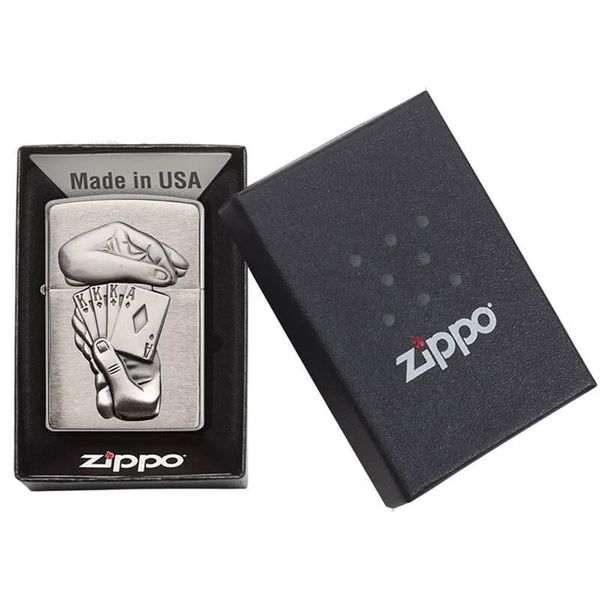 Bật lửa Zippo Mỹ chính hãng bàn tay chơi bài Full House Z56