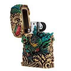 Zippo Ốp Tượng Thanh Long Và Vòng Xoay Phong Thủy ZN86