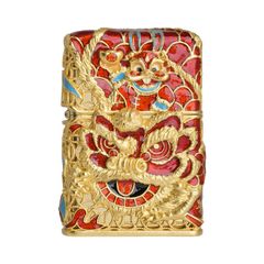 Zippo Bọc Lưới Mạ Vàng Hổ Múa Lân Sư Rồng ZN150