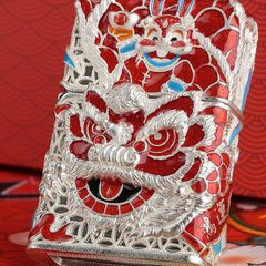 Zippo Bọc Lưới Mạ Vàng Hổ Múa Lân Sư Rồng ZN150