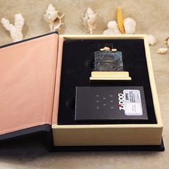 Set Zippo Hoa Văn Cổ Đại Ốp Linh Vật Tỳ Hưu May Mắn ZN66