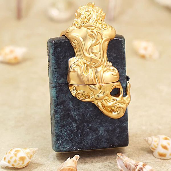 Set Zippo Hoa Văn Cổ Đại Ốp Linh Vật Tỳ Hưu May Mắn ZN66