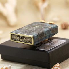 Set Zippo Hoa Văn Cổ Đại Ốp Linh Vật Tỳ Hưu May Mắn ZN66