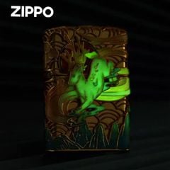 Zippo Bọc Lưới Mạ Vàng Chủ Đề Hươu Thần Hạ Sơn ZN75