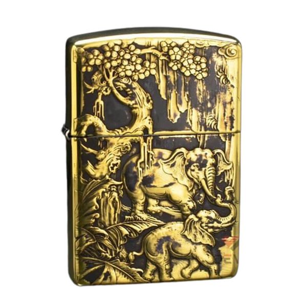 Zippo Khắc Nổi Đàn Voi Rứng Châu Phi ZD10