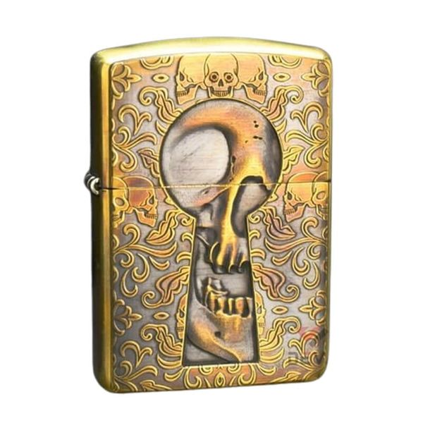 Zippo Armor Khắc Đầu Lâu Sau Lỗ Khóa ZD00