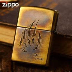 Zippo Armor Khắc Chủ Đề Hổ Và Hoa Mẫu Đơn Tiger Peony ZD76