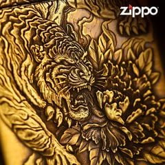 Zippo Armor Khắc Chủ Đề Hổ Và Hoa Mẫu Đơn Tiger Peony ZD76