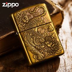 Zippo Armor Khắc Chủ Đề Hổ Và Hoa Mẫu Đơn Tiger Peony ZD76