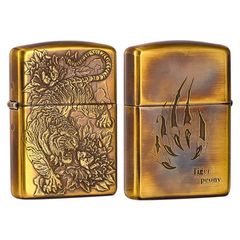 Zippo Armor Khắc Chủ Đề Hổ Và Hoa Mẫu Đơn Tiger Peony ZD76