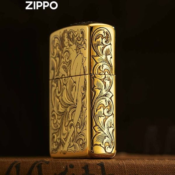 Zippo Đúc Nguyên Khối Hoa Văn Cô Gái Sexy ZN02