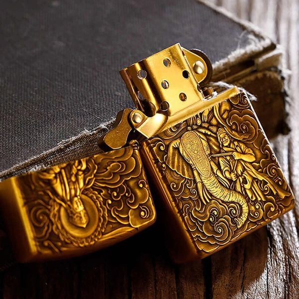 Set Zippo Armor Khắc Phổ Hiền Bồ Tát cưỡi Voi Trắng 6 Ngà ZD69