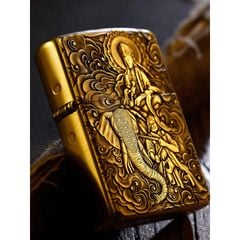 Set Zippo Armor Khắc Phổ Hiền Bồ Tát cưỡi Voi Trắng 6 Ngà ZD69