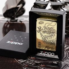 Zippo Khắc Sâu Rồng Vàng Bay Lượn ZN321
