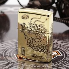 Zippo Khắc Sâu Rồng Vàng Bay Lượn ZN321