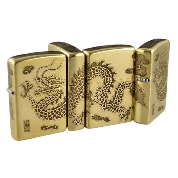 Zippo Khắc Sâu Rồng Vàng Bay Lượn ZN321