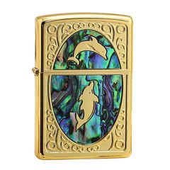 Zippo Khảm Xà Cừ Khắc Đôi Cá Heo Nhảy Múa ZN58