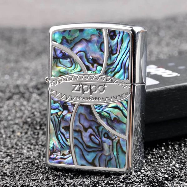 Zippo Vòng Xoáy Khảm Trai ZN381
