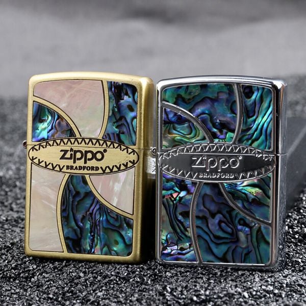Zippo Vòng Xoáy Khảm Trai ZN381