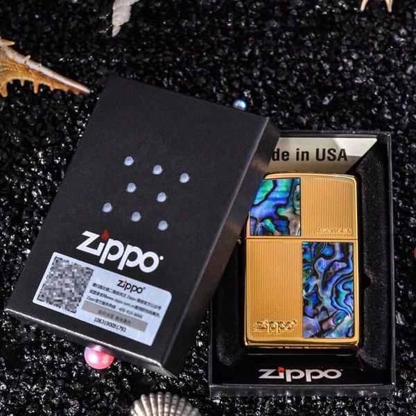 Zippo Khảm Trai Kẻ Ô Vân Sọc ZN62