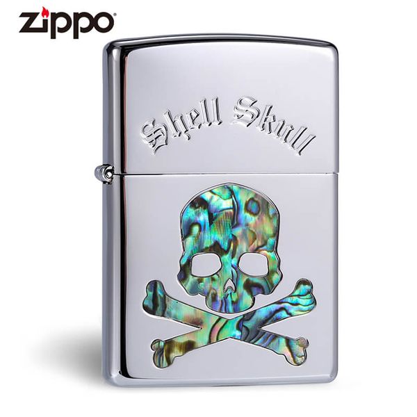 Zippo Khảm Ốc Chủ Đề Đầu Lâu Xương Chéo Shell Skull ZN50