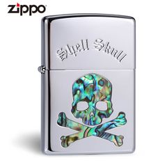 Zippo Khảm Ốc Chủ Đề Đầu Lâu Xương Chéo Shell Skull ZN50
