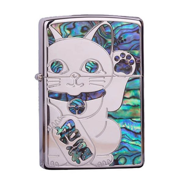 Zippo Khảm Trai Mèo Thần Tài May Mắn Maneki-Neko ZN149