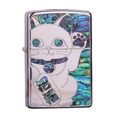 Zippo Khảm Trai Mèo Thần Tài May Mắn Maneki-Neko ZN149