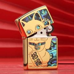 Zippo Khảm Trai Mèo Thần Tài May Mắn Maneki-Neko ZN149