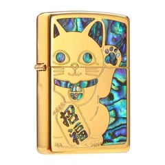 Zippo Khảm Trai Mèo Thần Tài May Mắn Maneki-Neko ZN149