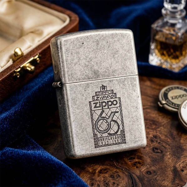 Bật Lửa Zippo 1997 Kỷ Niệm 65th Năm (1932-1997) – Vỏ Antique Silver Mạ Bạc Giả Cổ – Đời XIII La Mã C133