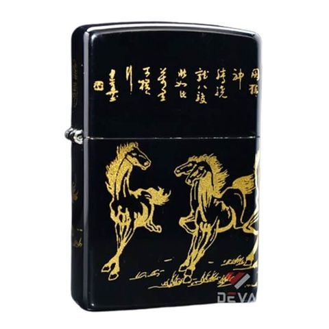 Zippo Sơn Đen Chủ Đề Đàn Ngựa Mã Đáo Thành Công ZN96
