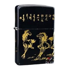 Zippo Sơn Đen Chủ Đề Đàn Ngựa Mã Đáo Thành Công ZN96