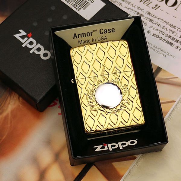 Zippo Armor Mạ Titanium Vàng Vảy Rồng Hỏa Long Châu ZN87
