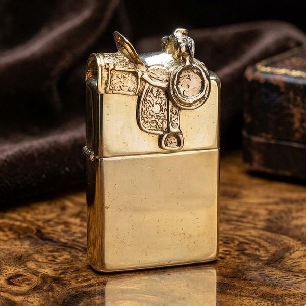Zippo Mã Vàng 24K Emblem Yên Ngựa – Đời XI La Mã (1995) – Phong Cách Cowboy Viễn Tây C744