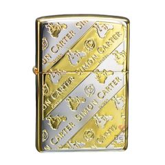 Zippo kẻ vàng chéo khắc Logo hãng Simon Carter ZN327
