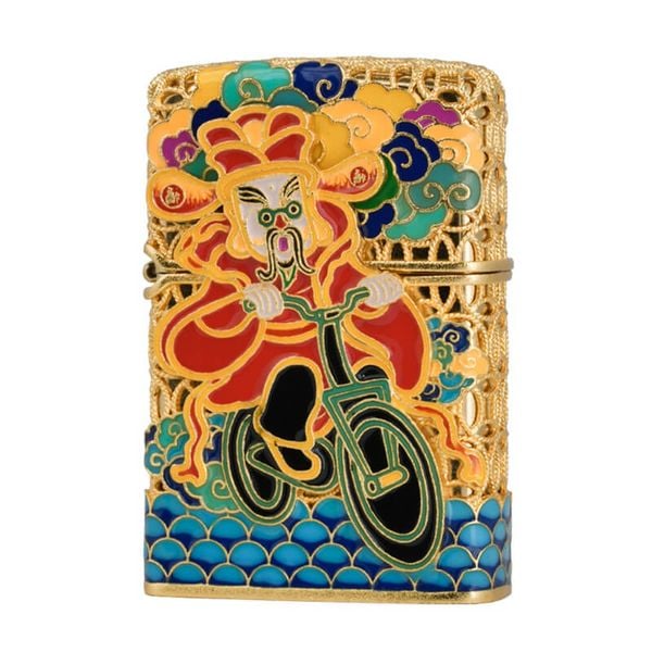 Zippo Bọc Lưới Đồng Tiền Mạ Vàng Chủ Đề Thần Tài Đến ZN85