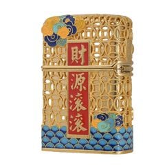 Zippo Bọc Lưới Đồng Tiền Mạ Vàng Chủ Đề Thần Tài Đến ZN85