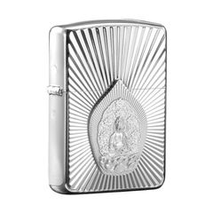 Zippo Armor Mạ Vàng Ốp Emblem Tượng Phật Phát Quang ZN35